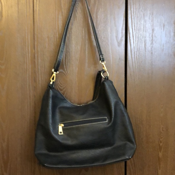 W J DESIGN BRASILEIRO LARGE BLACK LEATHER HANDBAG TASSELS METAL ZIPPER - #172 - Picture 2 of 16